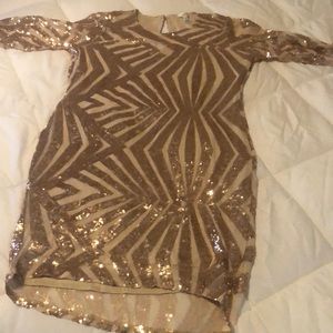 Rose gold sequin party dress